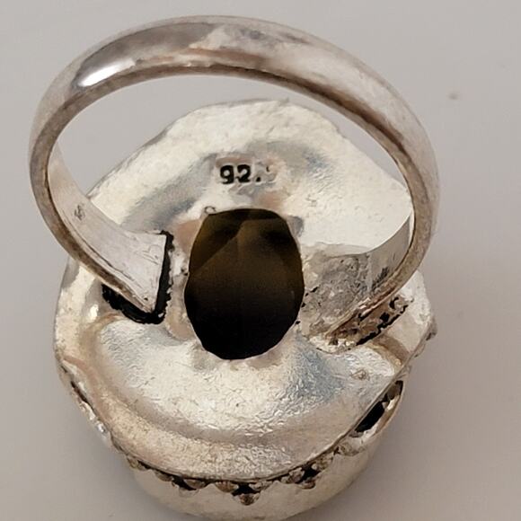 Sterling Silver Size 9.25 Amethyst and Citrine Oval Ring - Statement Jewelry - Picture 7 of 11